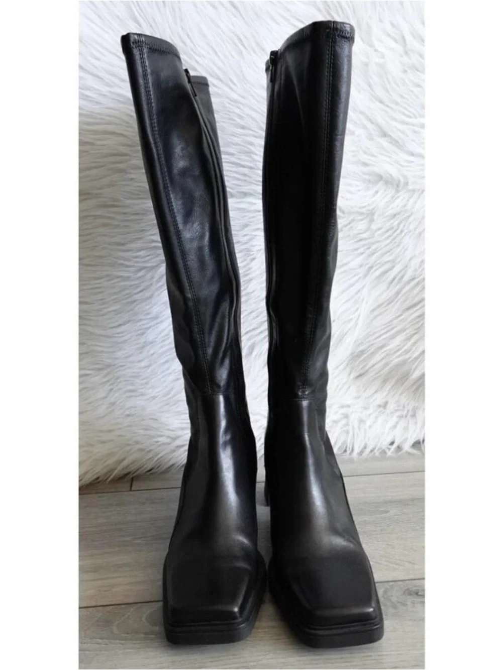 Vagabond Black Leather Over-the-Knee Block Heel Boots